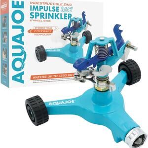 Aqua Joe AJ-IS6WB Indestructible Series Metal Impulse Sprinkler w/Wheeled 6-Inch